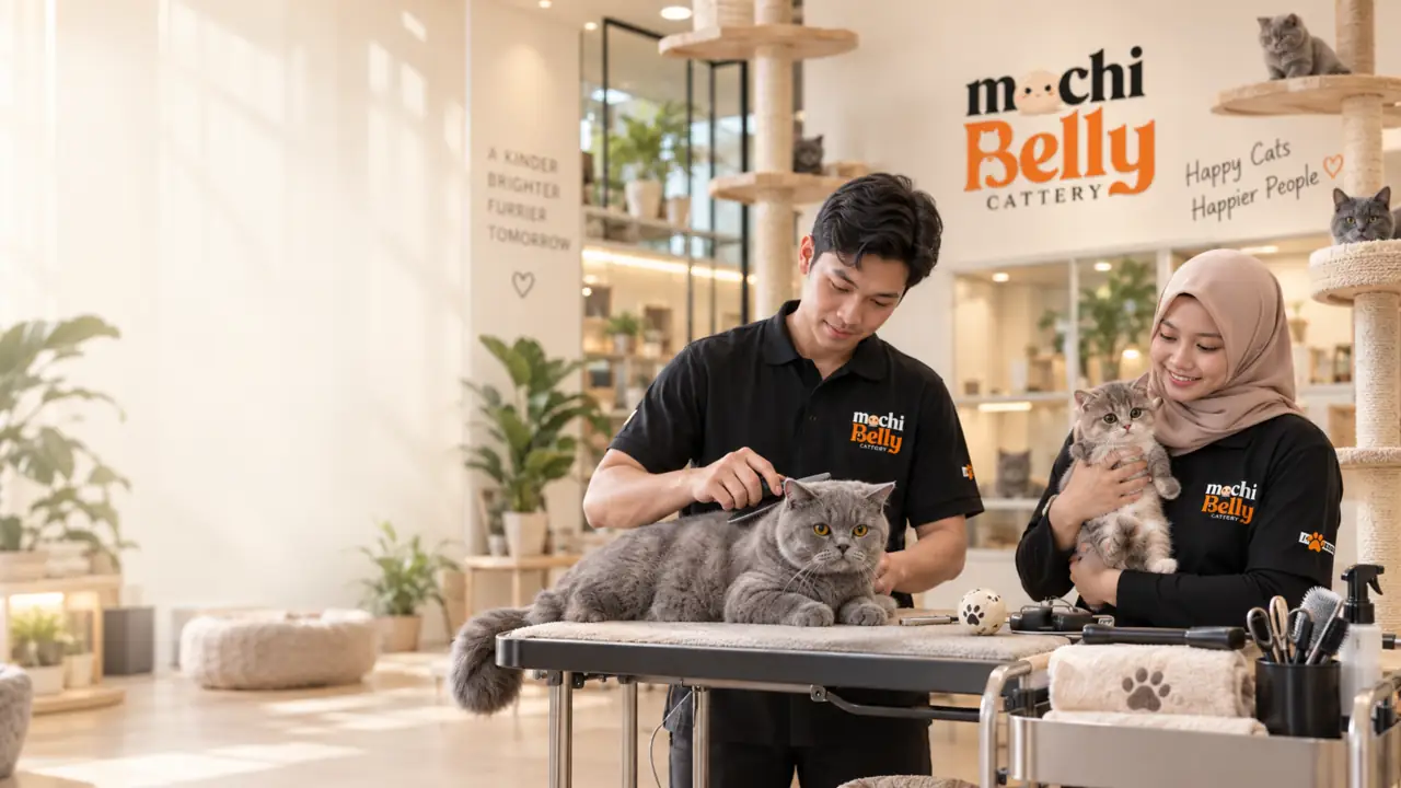 Mochi Belly Cattery team caring for British Shorthair cats